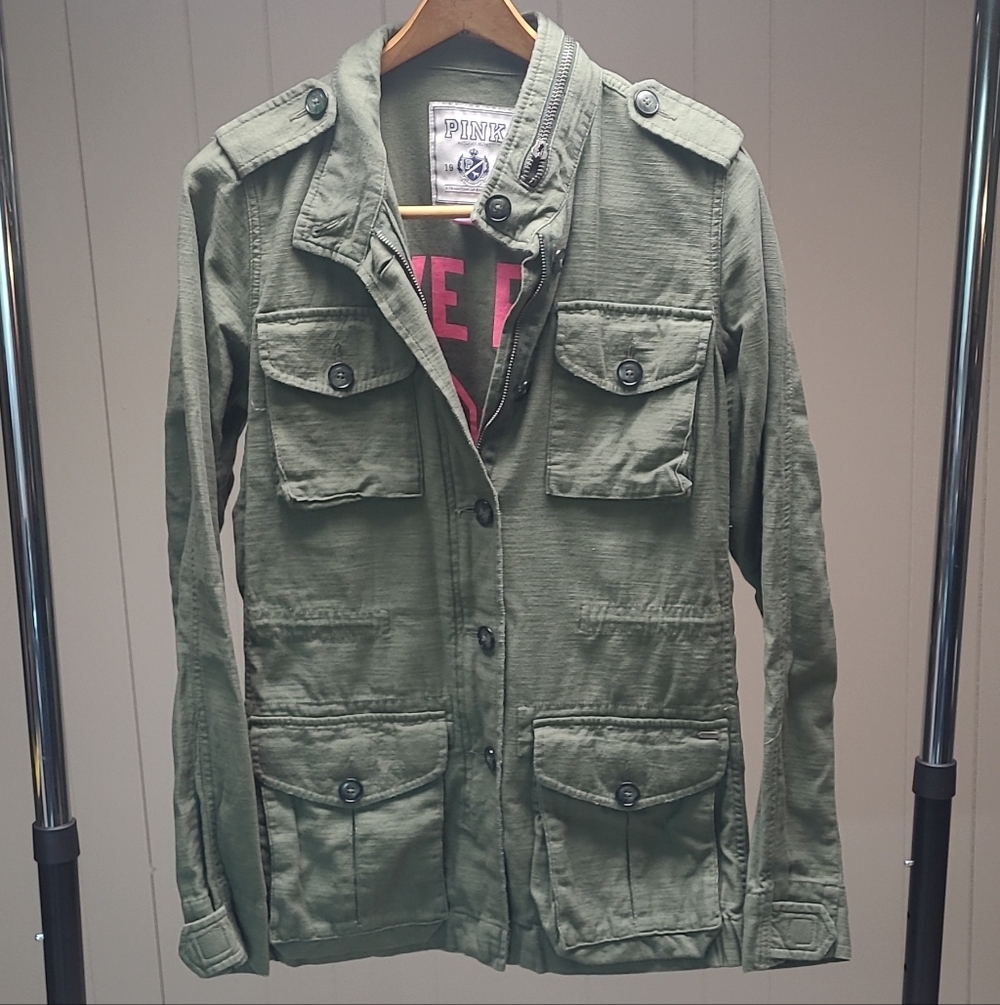 PINK Olive Military Jacket XS